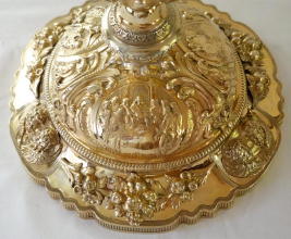 Ornate French antique solid silver gilt Baroque Chapel Set